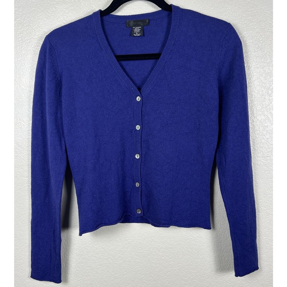 Kaisimei 100% Cashmere Cardigan Sweater Classic Quiet Luxury ButtonBlue Large‎